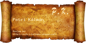 Petri Kálmán névjegykártya